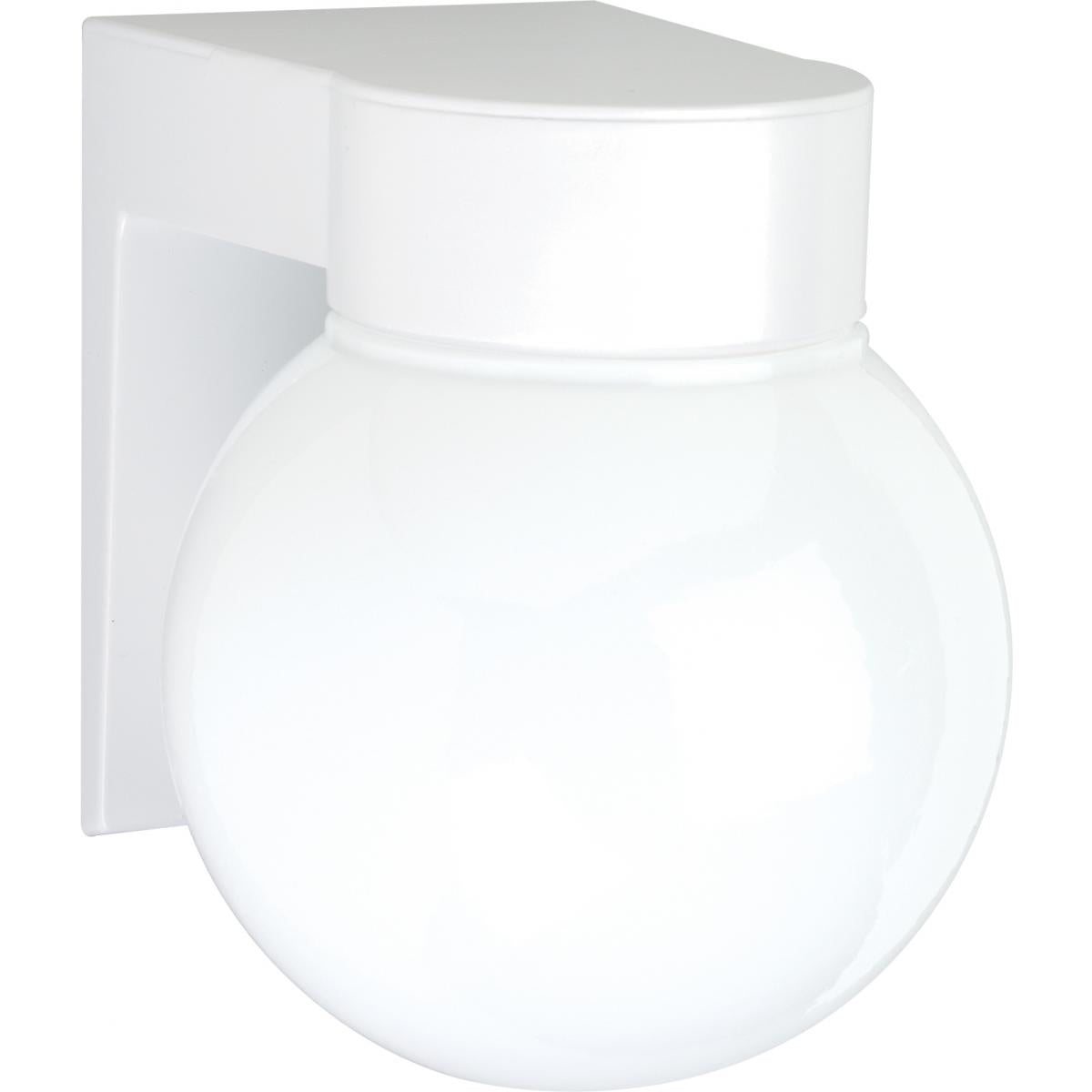 Satco 77-531 1 Light - 8" - Utility Wall Mount - With White Glass Globe - White Finish