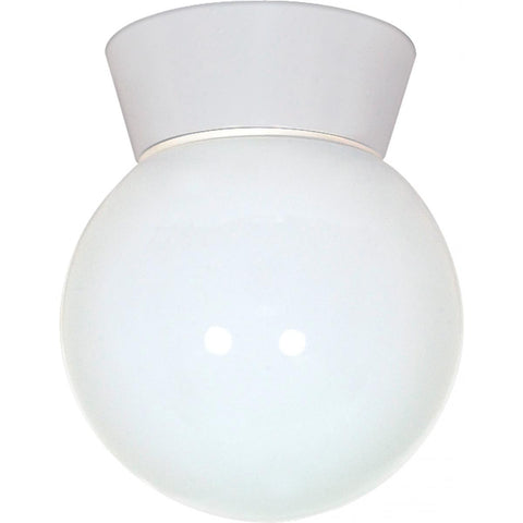 Satco 77-532 1 Light - 8" - Utility Ceiling Mount - With White Glass Globe - White Finish