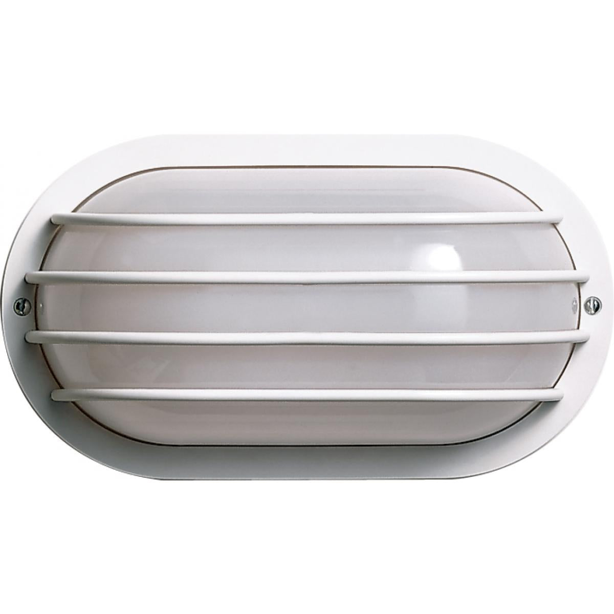 Satco 77-858 1 Light - 10" - Oval Cage Wall Fixture - Polysynthetic Body & Lens - White Finish