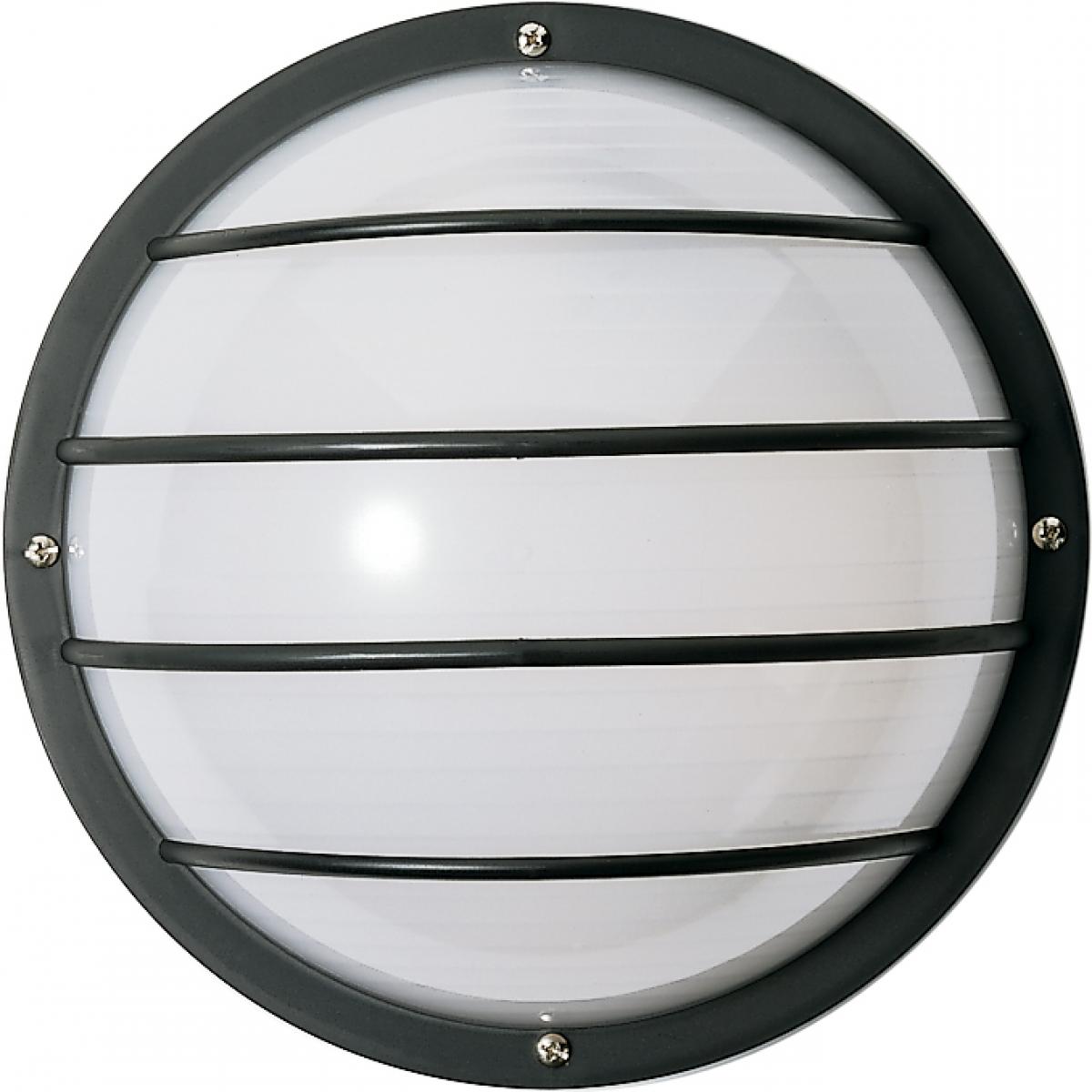 Satco 77-859 1 Light - 10" - Round Cage Wall Fixture - Polysynthetic Body & Lens - Black Finish
