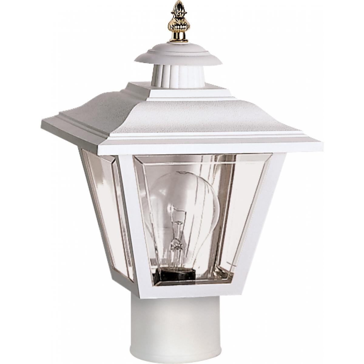 Satco 77-899 1 Light - 13" Post Lantern Coach Lantern with Brass Finial Acrylic Panels - White Finish
