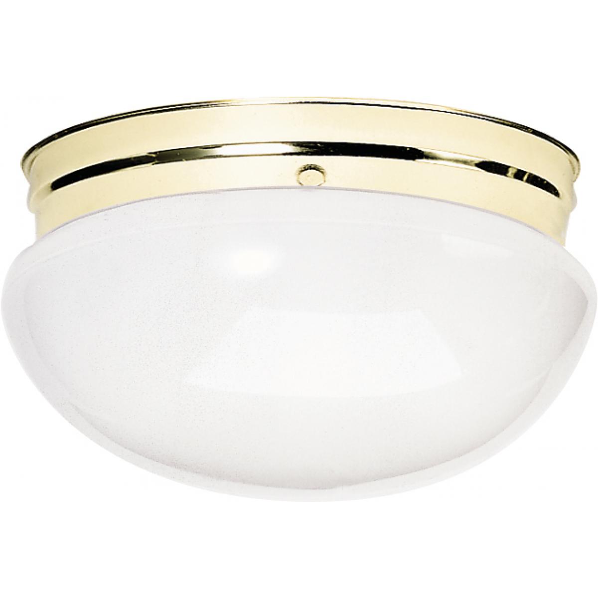 Satco 77-986 2 Light - 12" Flush with White Glass - Polished Brass Finish