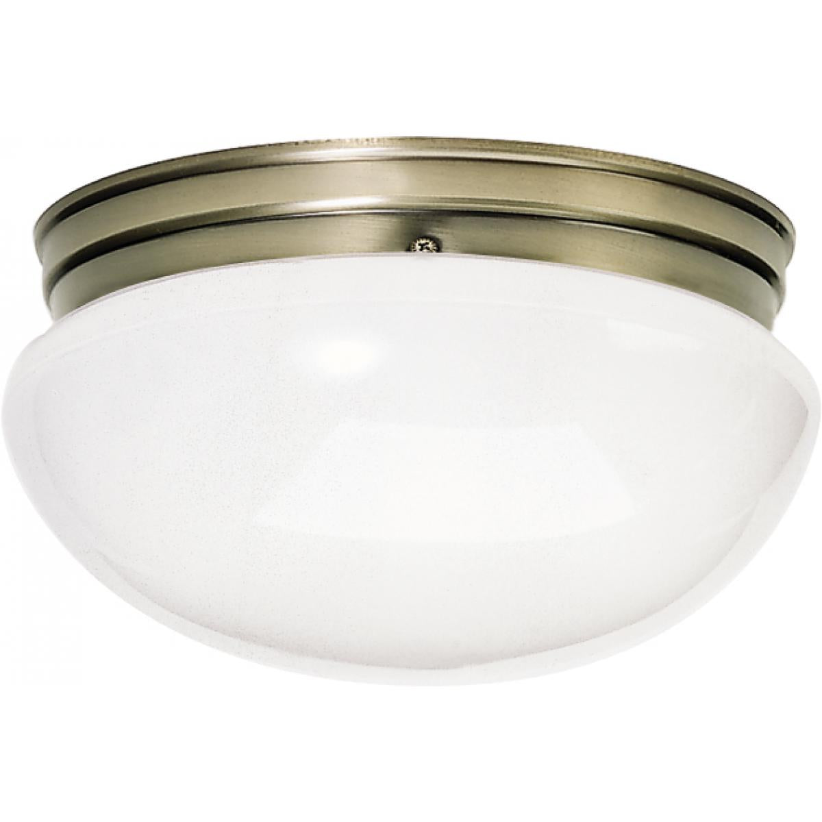 Satco 77-988 2 Light - 12" Flush Large with White Glass - Antique Brass Finish