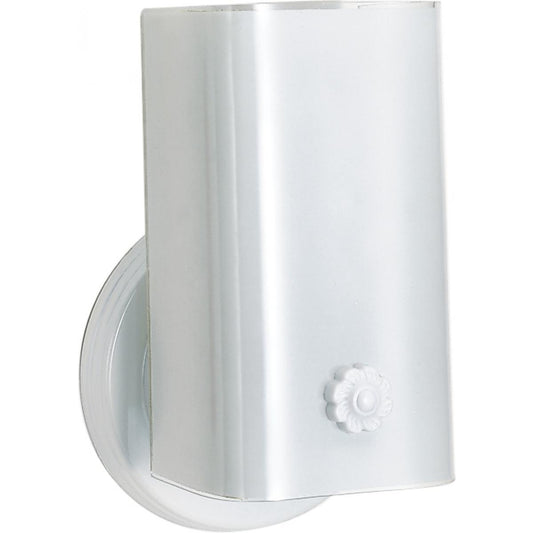 Satco 77-989 1 Light - 7" Vanity with White "U" Channel Glass with Switch - White Finish