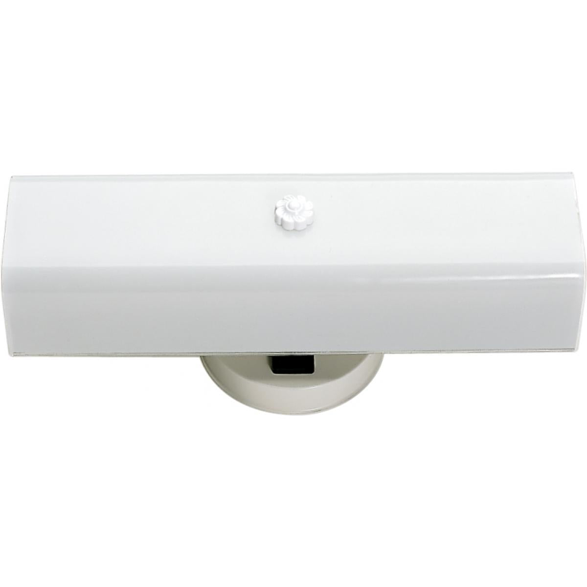 Satco 77-990 2 Light - 14" Vanity with White "U" Channel Glass with Convenience Outlet - White Finish