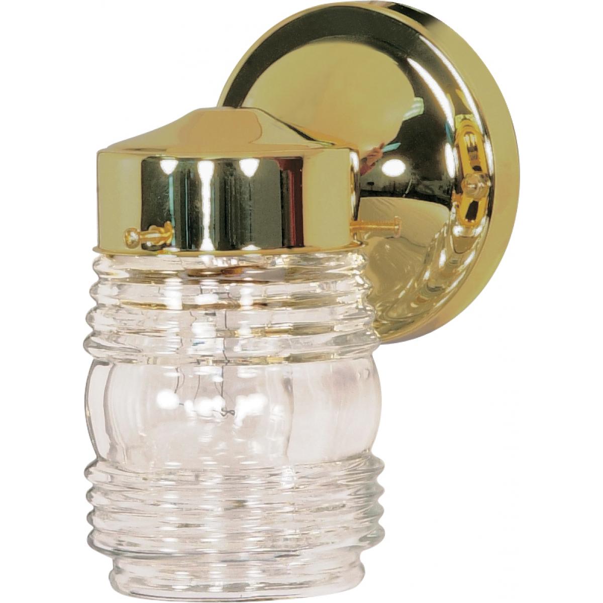 Satco 77-996 1 Light - 6" Mason Jar with Clear Glass - Polished Brass Finish