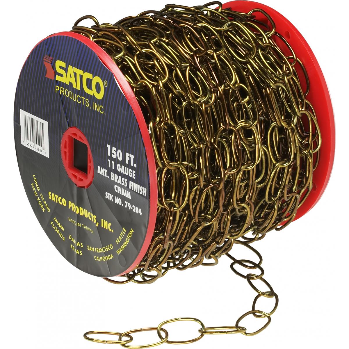 Satco 79-204 11 Ga. Chain Antique Brass Finish 50 yd. (150 ft.) to Reel 1 Reel To Master 15lbs Max