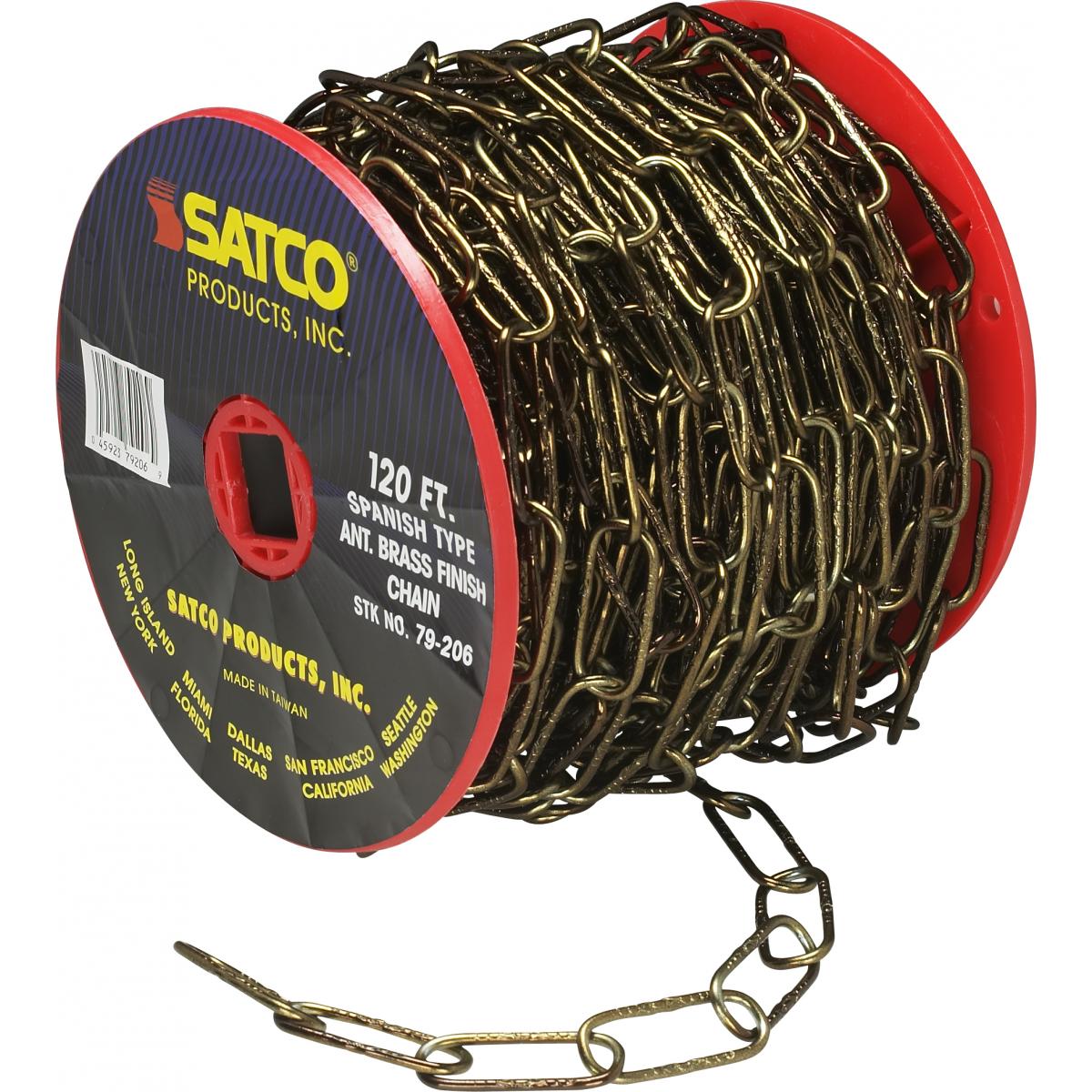 Satco 79-206 11 Ga. Chain Spanish Type Antique Brass Finish 50 yd. (150 ft.) to Reel 1 Reel To Master 15lbs Max