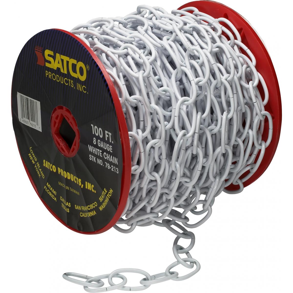 Satco 79-213 8 Ga. Chain White Finish 100 ft. to Reel 1 Reel To Master 35lbs Max