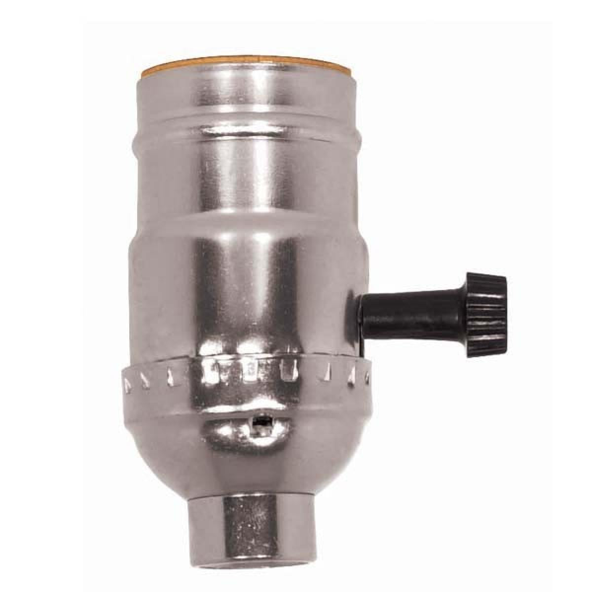 Satco 80-1005 3-Way (2 Circuit) Turn Knob Socket With Removable Knob 1/4 IPS Aluminum Nickel Finish 250W 250V