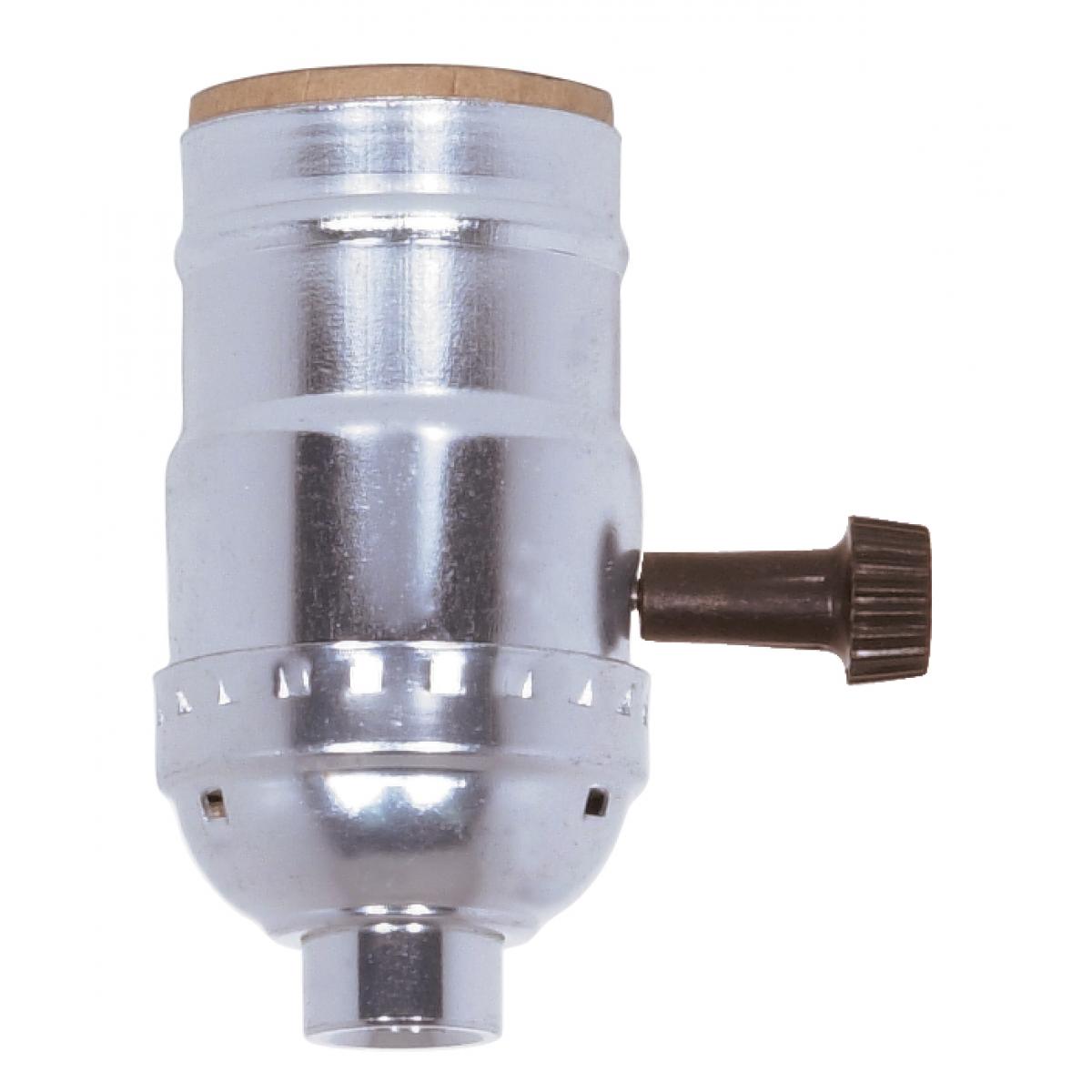 Satco 80-1009 3 Terminal (2 Circuit) Turn Knob Socket With Removable Knobs 1/8 IPS Aluminum Nickel Finish 250W 250V