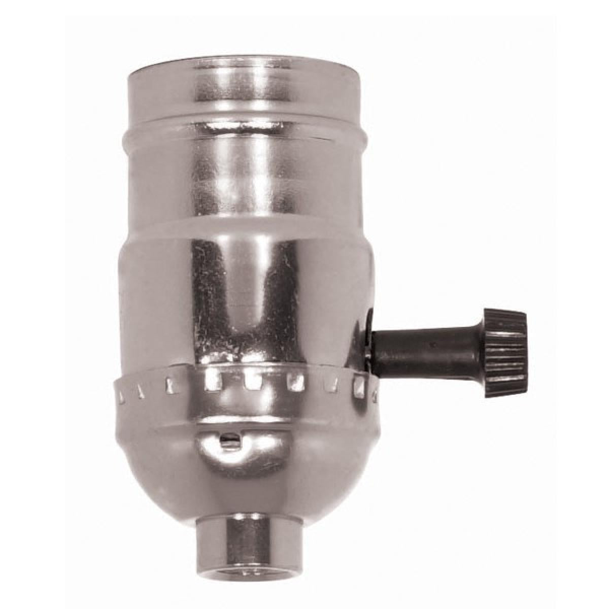 Satco 80-1013 On-Off Turn Knob Socket With Removable Knob 1/8 IPS Aluminum Nickel Finish 250W 250V