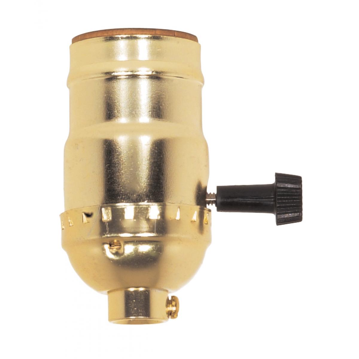Satco 80-1016 Hi-Low Turn Knob Socket For Standard A Type Household Bulb 6/32 Mandrel 1/8 IPS Aluminum Brite Gilt Finish 250W 250V