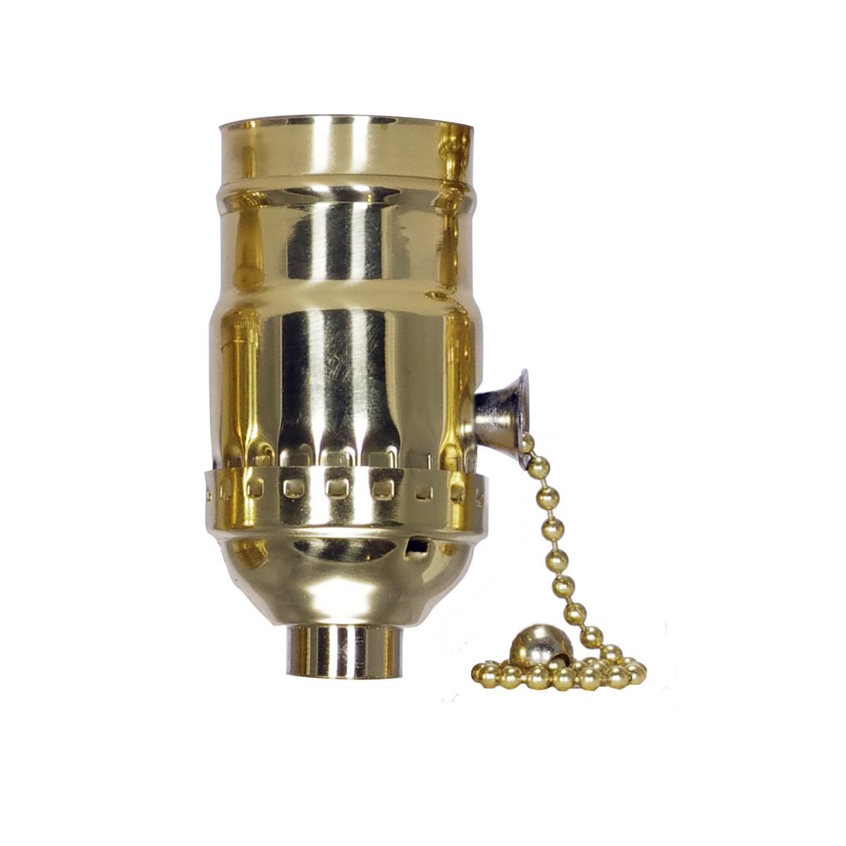 Satco 80-1026 On-Off Pull Chain Socket 1/8 IPS 3 Piece Stamped Solid Brass Polished Brass Finish 660W 250V