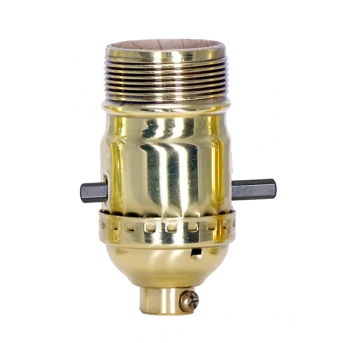 Satco 80-1032 On-Off Push Thru Socket 1/8 IPS 3 Piece Stamped Solid Brass Polished Brass Finish 660W 250V Uno Thread