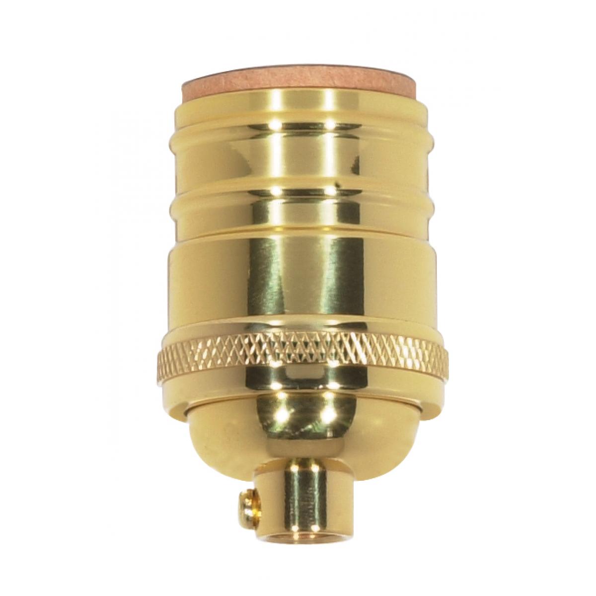 Satco 80-1054 Short Keyless Socket 1/8 IPS 4 Piece Stamped Solid Brass Polished Brass Finish 660W 250V