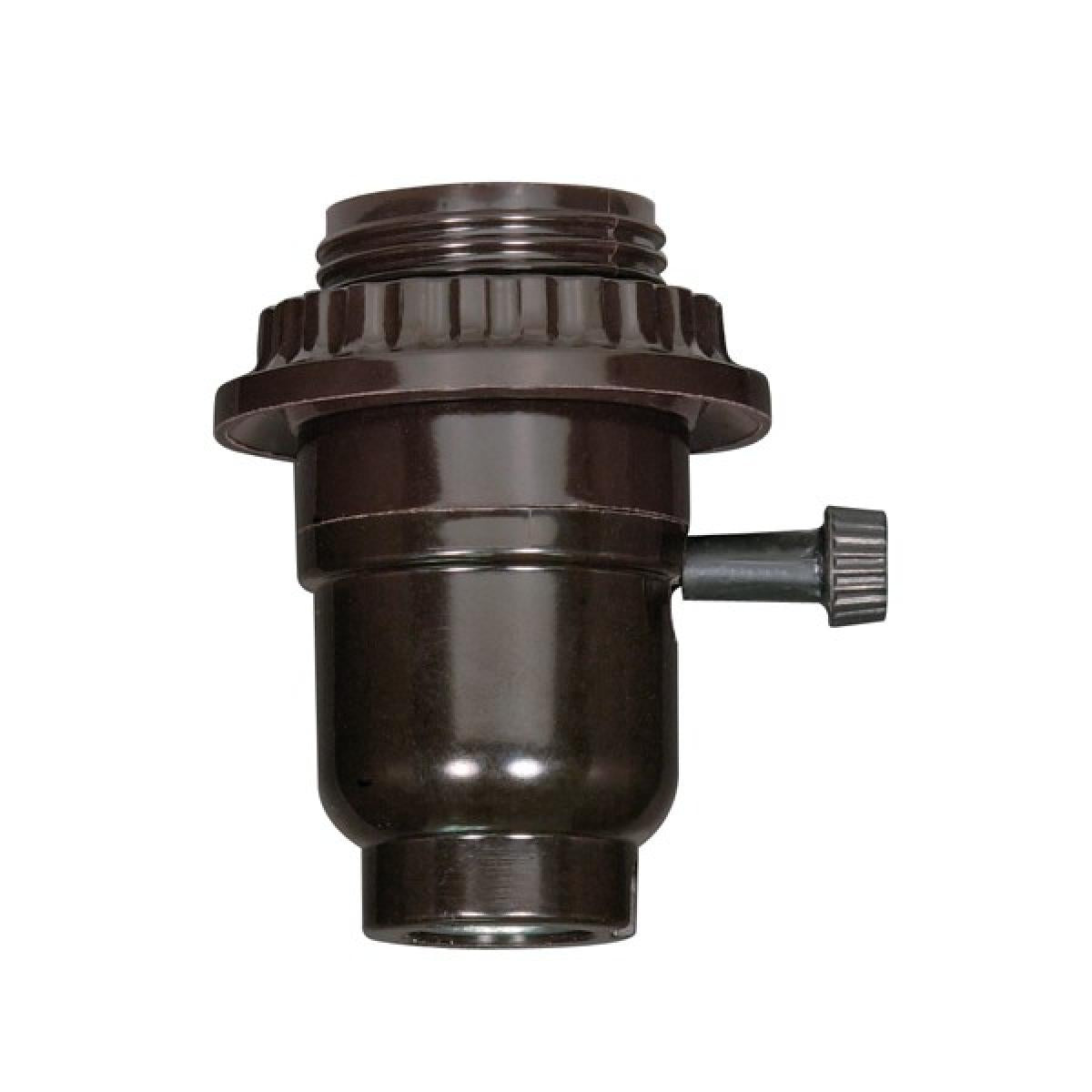 Satco 80-1070 On-Off Turn Knob With Full Uno Thread And Ring Phenolic 1/8 IP Cap With Metal Bushing Less Set Screw 250W 250V