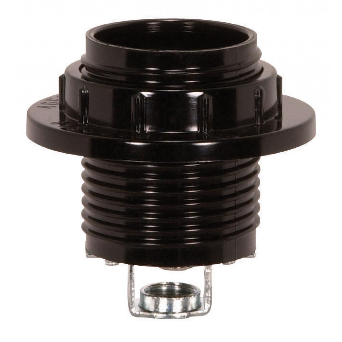 Satco 80-1077 Threaded Socket With Ring 1/8 IP Hickey Screw Terminals 2" Overall Height 1-1/4" Diameter 2-1/8" Outside Ring 660W 250V