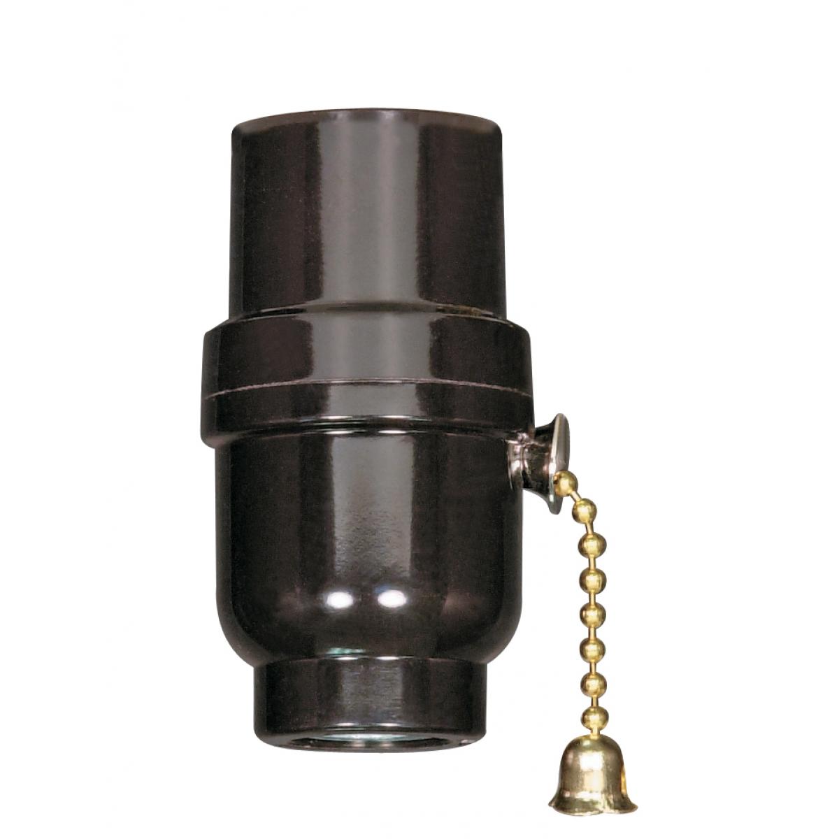 Satco 80-1108 Socket Medium base Brass on-off pull chain, 1/8 IP cap with metal bushing less set screw