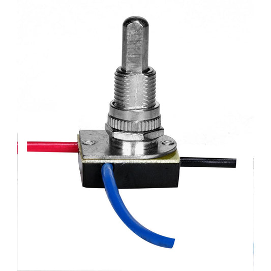 Satco 80-1129 3-Way Metal Push Switch 3/8" Metal Bushing 2 Circuit 4 Position (L-1, L-2, L1-2, Off) 6A-125V, 3A-250V Rating Nickel Finish
