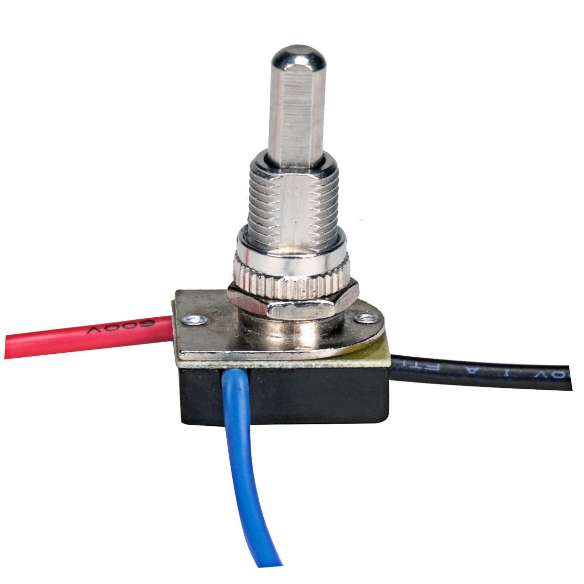 Satco 80-1131 3-Way Metal Push Switch 5/8" Metal Bushing 2 Circuit 4 Position (L-1, L-2, L1-2, Off) 6A-125V, 3A-250V Rating Nickel Finish
