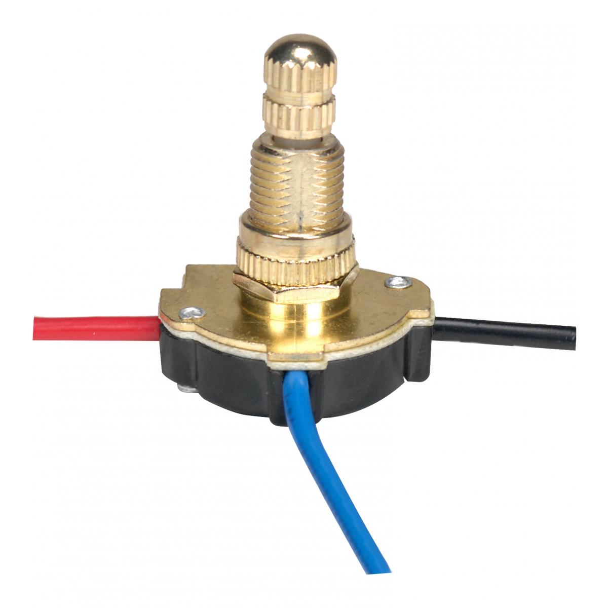 Satco 80-1138 3-Way Metal Rotary Switch, Metal Bushing, 2 Circuit, 4 Position(L-1, L-2, L1-2, Off). Rated: 6A-125V, 3A-250V