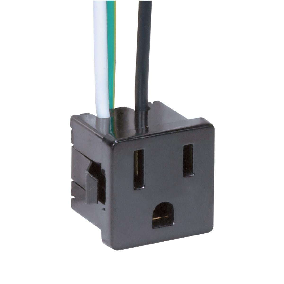 Satco 80-1142 3 Wire, 2 Pole Snap-In Convenience Outlet, Opening Size: 1" x 1" x 1" Rated: 15A-125V