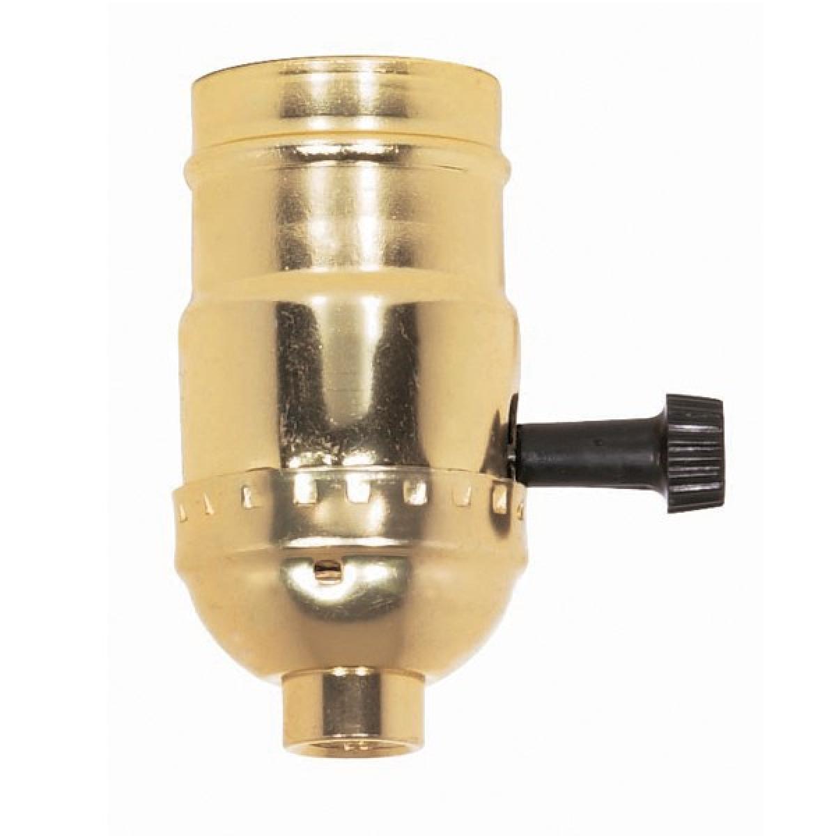 Satco 80-1159 On-Off Turn Knob Socket With Removable Knob 1/8 IPS Aluminum Brite Gilt Finish 250W 250V Push-In Terminal