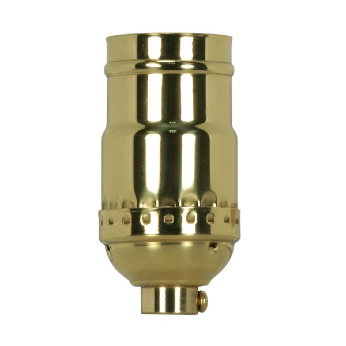 Satco 80-1175 3-Way (2 Circuit) Keyless Socket 1/8 IPS 3 Piece Stamped Solid Brass Polished Brass Finish 660W 250V