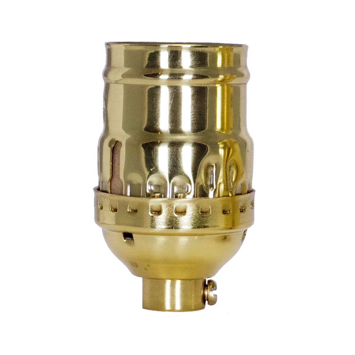 Satco 80-1177 Short Keyless Socket 1/8 IPS 3 Piece Stamped Solid Brass Polished Brass Finish 660W 250V With Set Screw