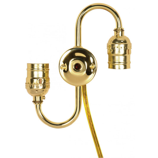 Satco 80-1189 Twin Keyless with 14" 18/2 SPT-2 105C Clear Gold Wire Wire-18 AWM 105C 7" Centers 1/8 IP Top and 1/8 IP Bottom