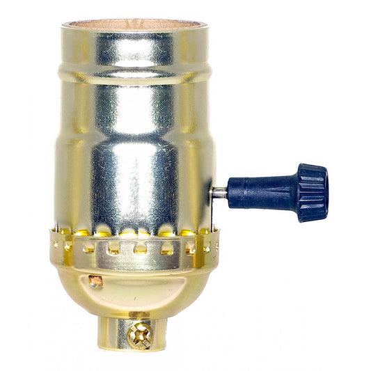 Satco 80-1193 On-Off Turn Knob Socket With Removable Knob 1/8 IPS Aluminum Brite Gilt Finish 250W 250V With Set Screw