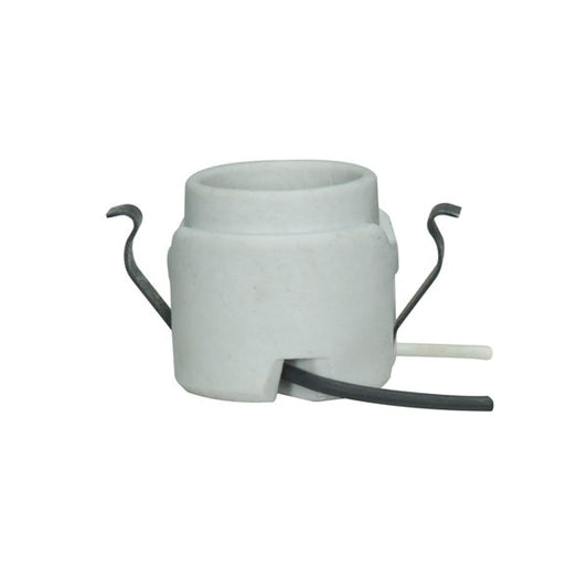 Satco 80-1263 Keyless Porcelain Socket With Rim And Double Snap-In Clip 28" AWM B/W 150C Leads CSSNP Screw Shell Unglazed 660W 250V
