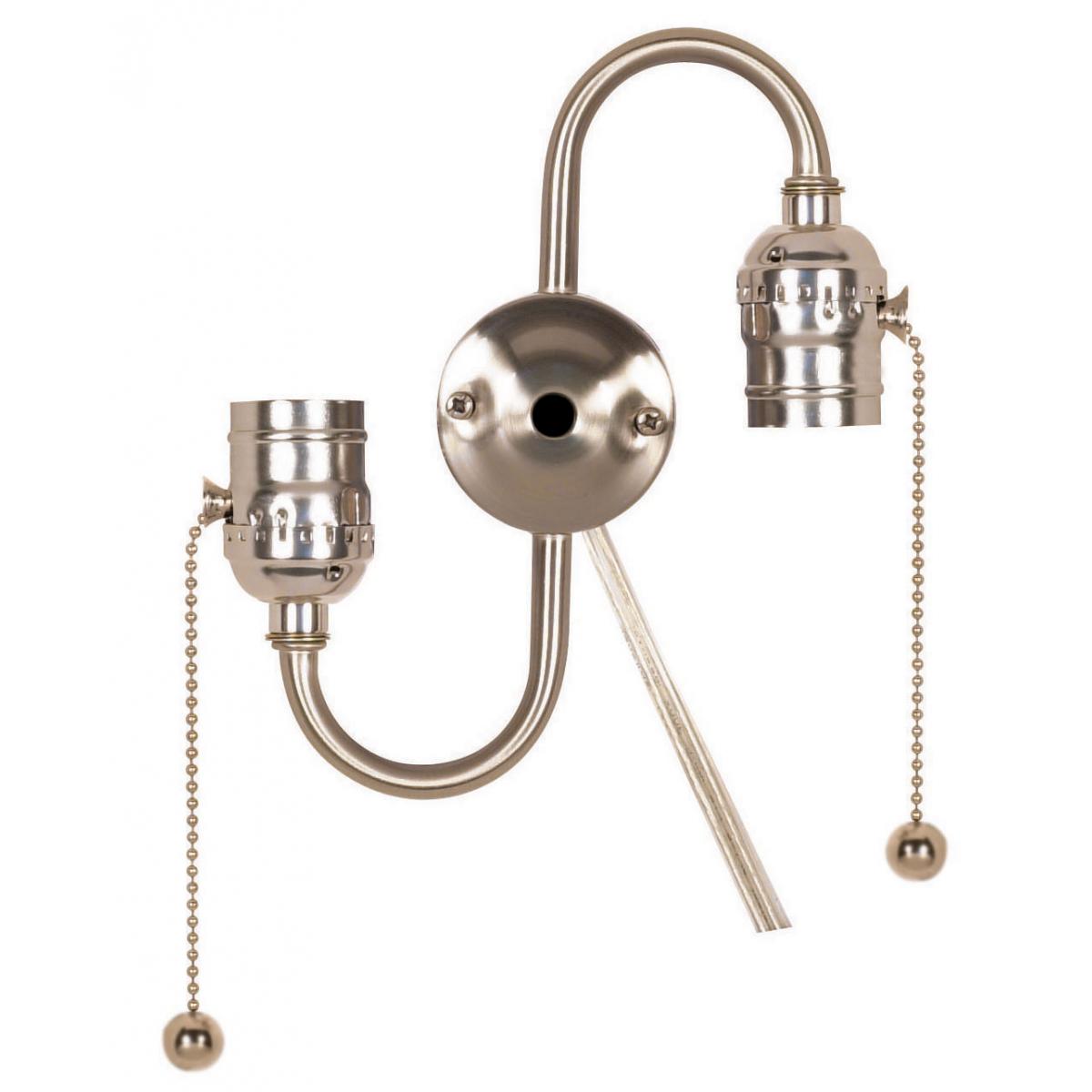Satco 80-1269 Twin Pull Chain Brite Gilt with End Ball 14" 18/2 SPT-2 105C Clear Silver Wire 18 AWM 105C 7" Centers 1/8 IP