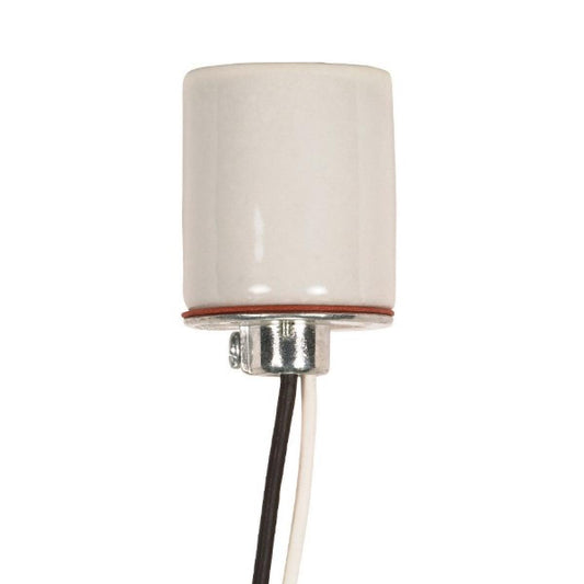 Satco 80-1278 Keyless Porcelain Socket With 1/8 IP Cap 30" AWM B/W 105C CSSNP Screw Shell Glazed 660W 250V