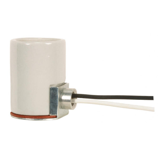 Satco 80-1330 Keyless Porcelain Socket With Side Mount Bushing 1/8 IPS Cap 9" AWM BMW 150C Leads CSSNP Screw Shell Glazed 660W 250V
