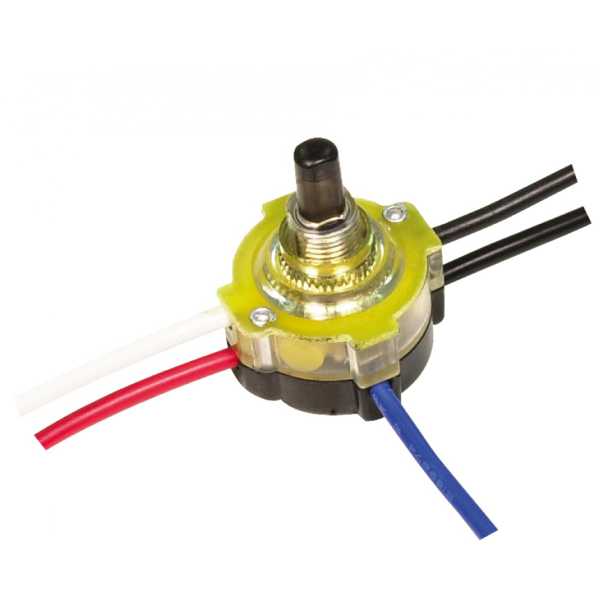 Satco 80-1357 3-Way Lighted Push Switch, Plastic Bushing, 2 Circuit, 4 Position(L-1, L-2, L1-2, Off). Rated: 6A-125V, 3A-250V