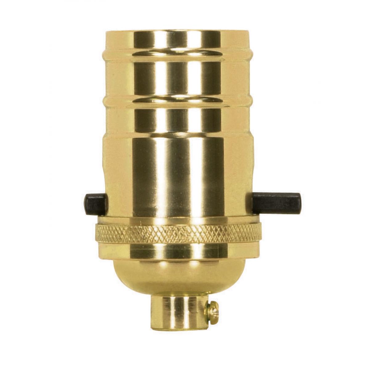 Satco 80-1432 On-Off Push Thru Socket 1/8 IPS 4 Piece Stamped Solid Brass Polished Brass Finish 660W 250V