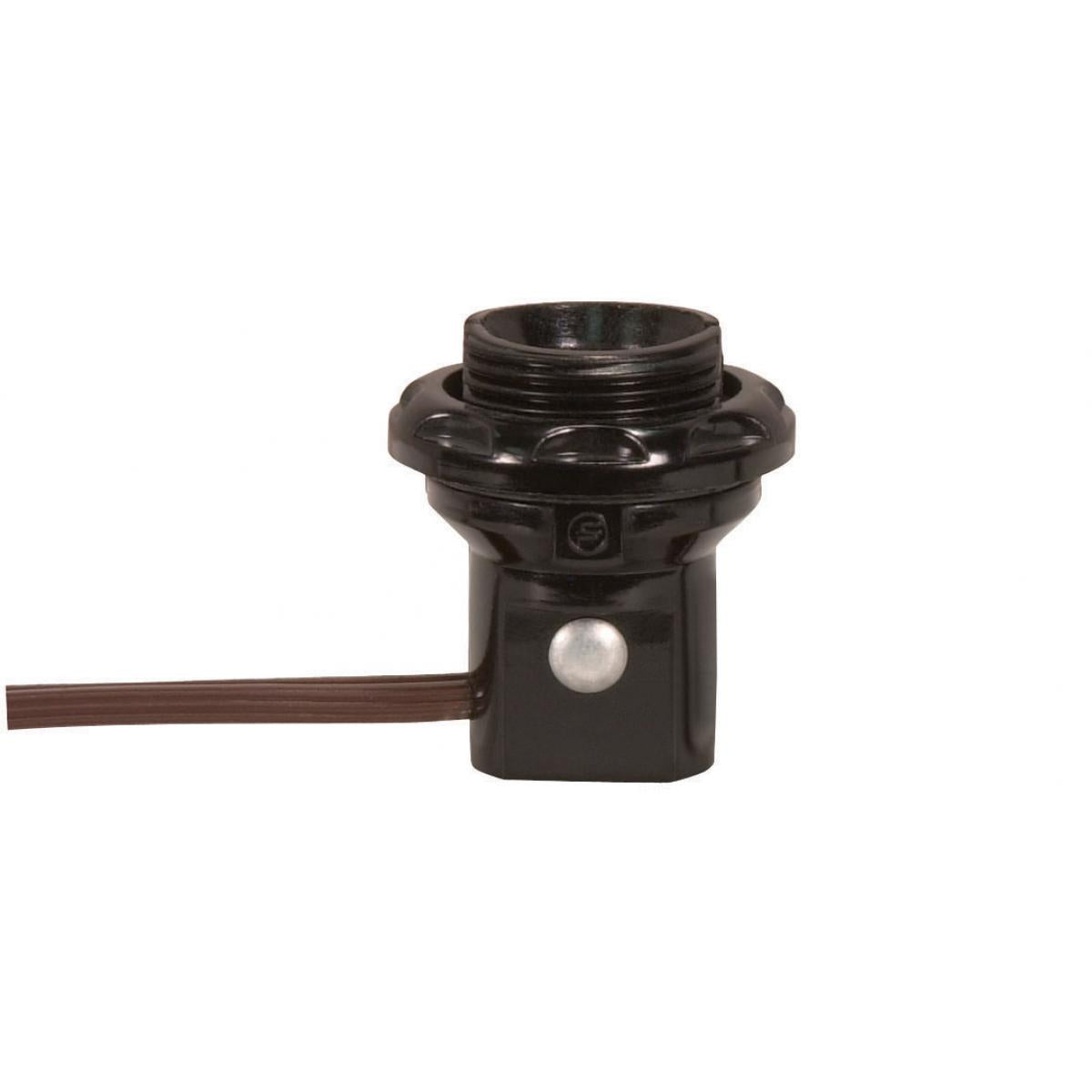 Satco 80-1473 Phenolic Threaded Candelabra Socket With Leads / Rings 1-1/4" With Shoulder and Phenolic Ring 24" 18/2 Leads 75W 125V