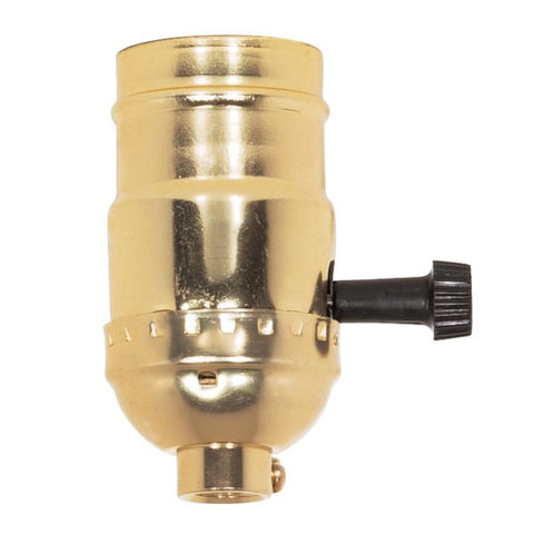 Satco 80-1504 5 Position Turn Knob Socket For Standard Type A Household Bulb 1/8 IPS Aluminum Brite Gilt Finish 150W 120V