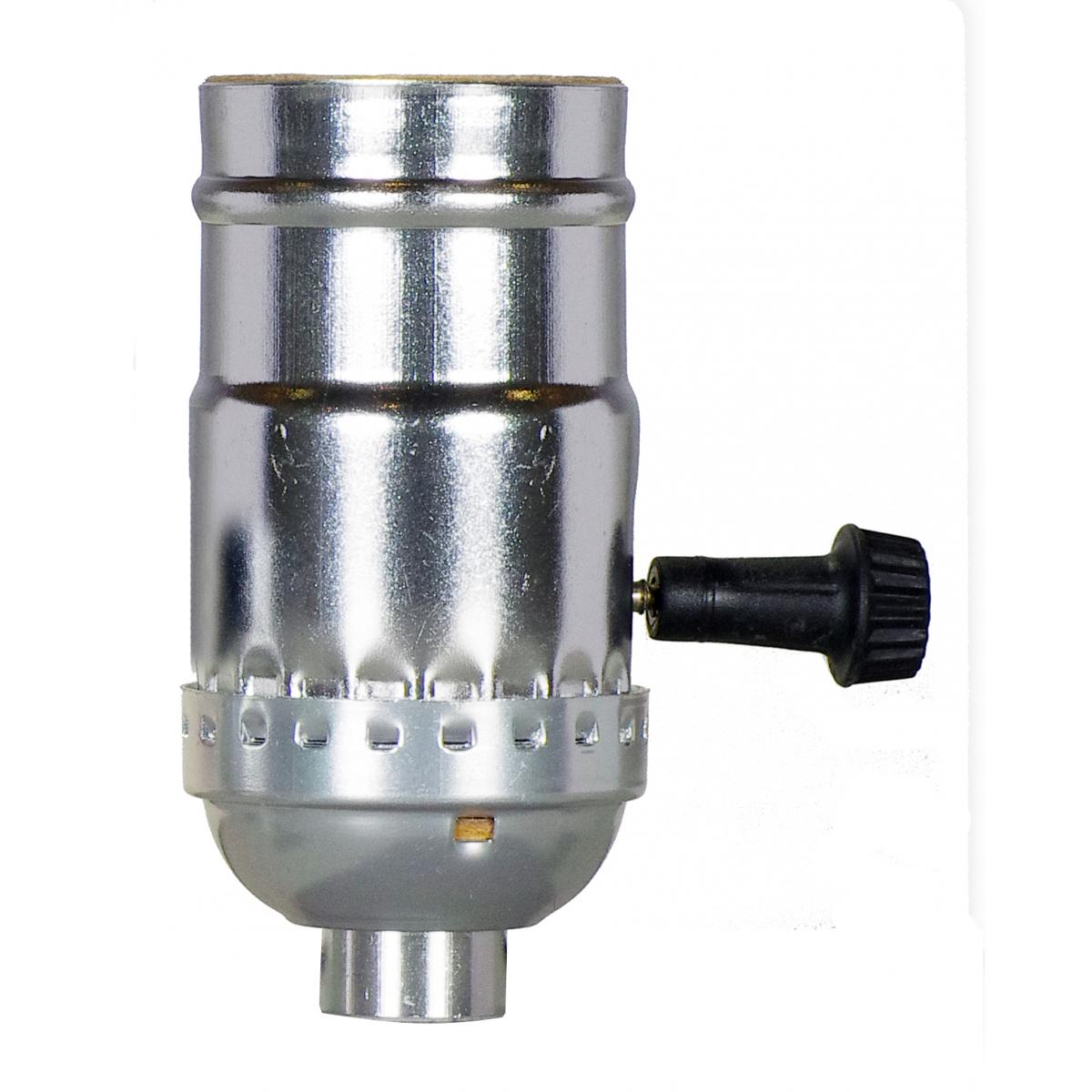 Satco 80-1559 On-Off Turn Knob Socket With Removable Knob 1/8 IPS Aluminum Nickel Finish 250W 250V