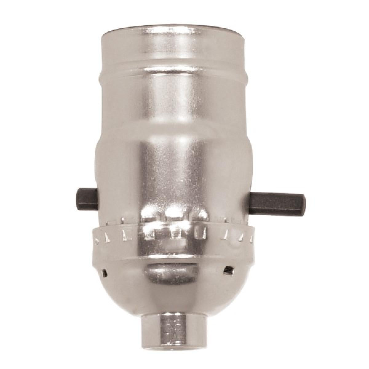 Satco 80-1566 On-Off Push Thru Socket 1/8 IPS Aluminum Nickel Finish 660W 250V Push-In Terminal With Strain Relief Hooks