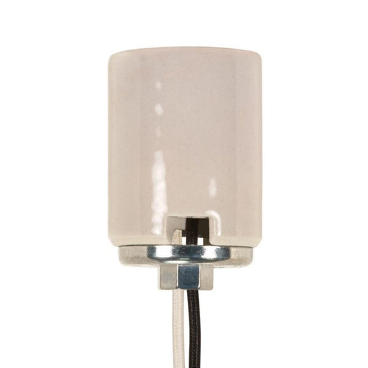Satco 80-1613 Keyless Porcelain Mogul Socket With Metal 1/4 IP Cap 2 Wireways 1-3/8" Center To Center Glazed 1500W 600V