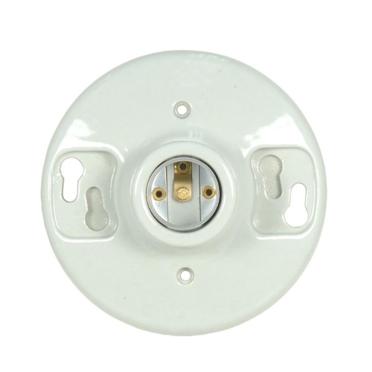 Satco 80-1648 Keyless Glazed Porcelain Ceiling Receptacle 4 Terminal Screw Terminals 4-3/8" Diameter 660W 250V