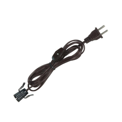 Satco 80-1652 6 Foot #18 SPT-2 Brown Cord, Switch, And Plug (Switch 17" From Socket)
