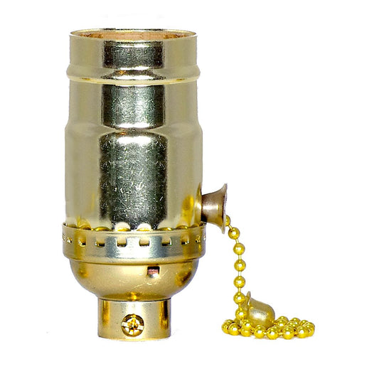 Satco 80-1672 3 Position Pull Chain Socket w/Diode Low - Medium - High - Off For Standard A Type Household Bulb