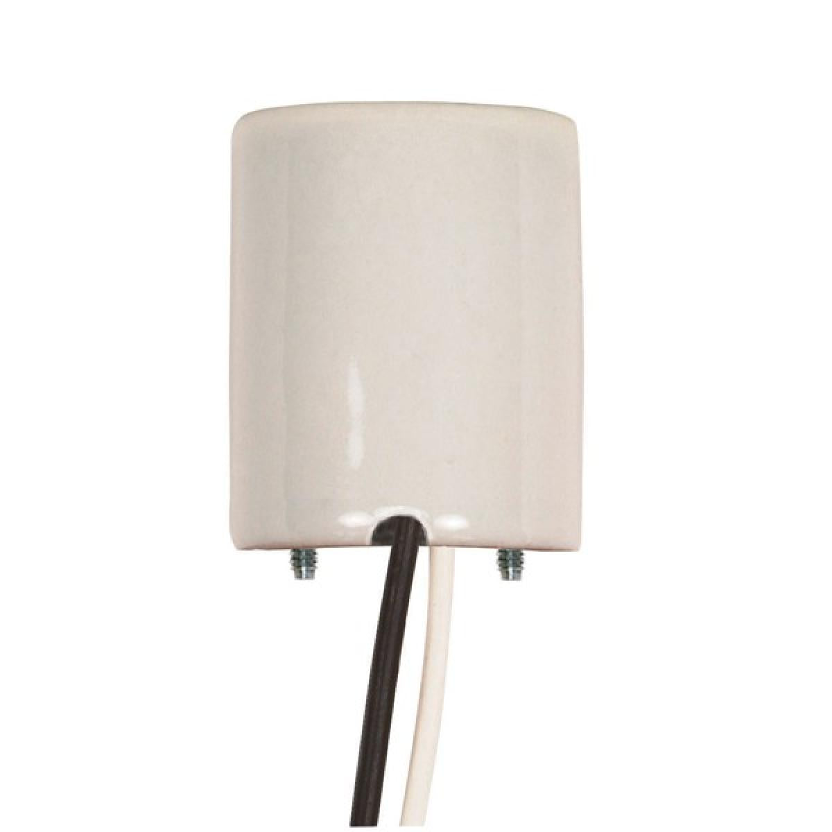 Satco 80-1700 Keyless Porcelain Socket With Paper Liner Mounting Screws Held Captive 2 Wireways 36" Leads Glazed 660W 600V