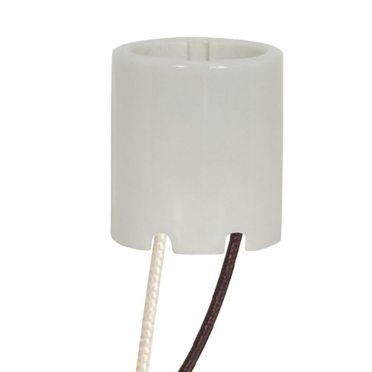 Satco 80-1734 Keyless Porcelain Socket With Paper Liner 2 Bushings 2 Wireways Spring Contact For 4KV 9" Leads Glazed 660W 600V