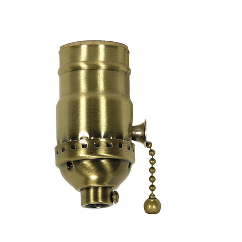 Satco 80-1739 On-Off Pull Chain Socket 1/8 IPS 3 Piece Stamped Solid Brass Satin Brass Finish 660W 250V
