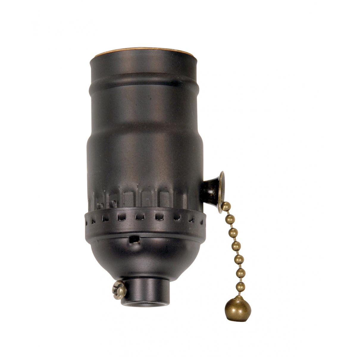 Satco 80-1740 On-Off Pull Chain Socket 1/8 IPS 3 Piece Stamped Solid Brass Dark Antique Brass Finish 660W 250V